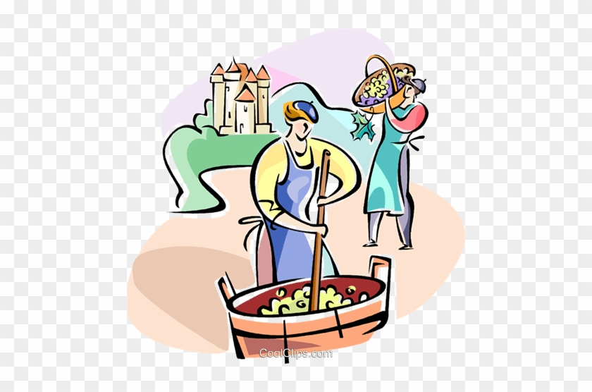 People Making Wine Royalty Free Vector Clip Art Illustration - Food Processing Clipart #1270779