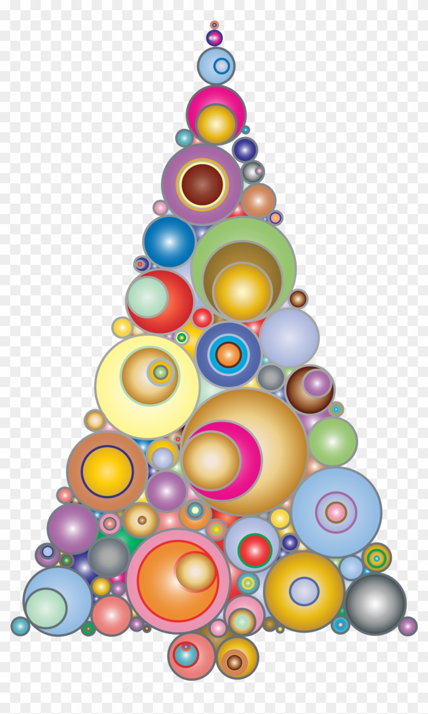 Abstract Circles Christmas Tree 3 - Rainbow Christmas Tree Transparent #1270863