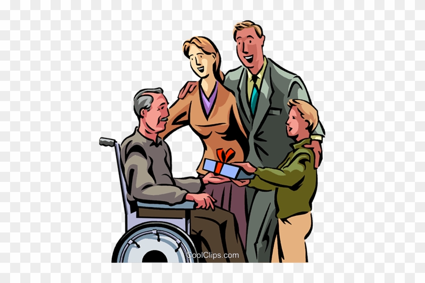 Receiving A Gift From Grandchild Royalty Free Vector - Helping Elderly People Clipart #1271044