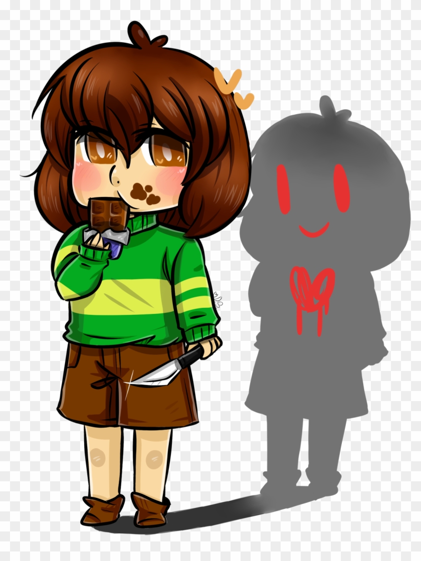 Chara Eating Chocolate Chibi Prize For First Place - Cartoon #1271779