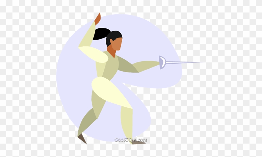 Women Fencing Royalty Free Vector Clip Art Illustration - Cartoon #1271880