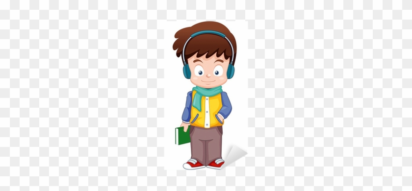 Illustration Of Cartoon Boy Listen Music Sticker • - Listen To Music Cartoon #1271897