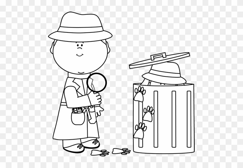 Black And White Detective Looking For Clues Clip Art - Find Clipart Black And White #1272818