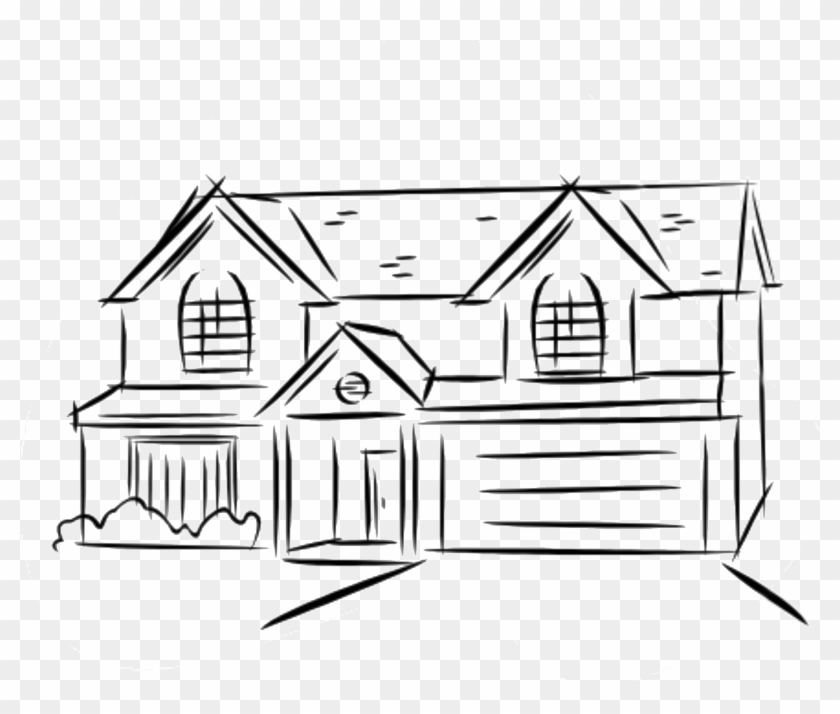 House Line Drawing Clip Art - Draw A House With A Porch Easy #1272867