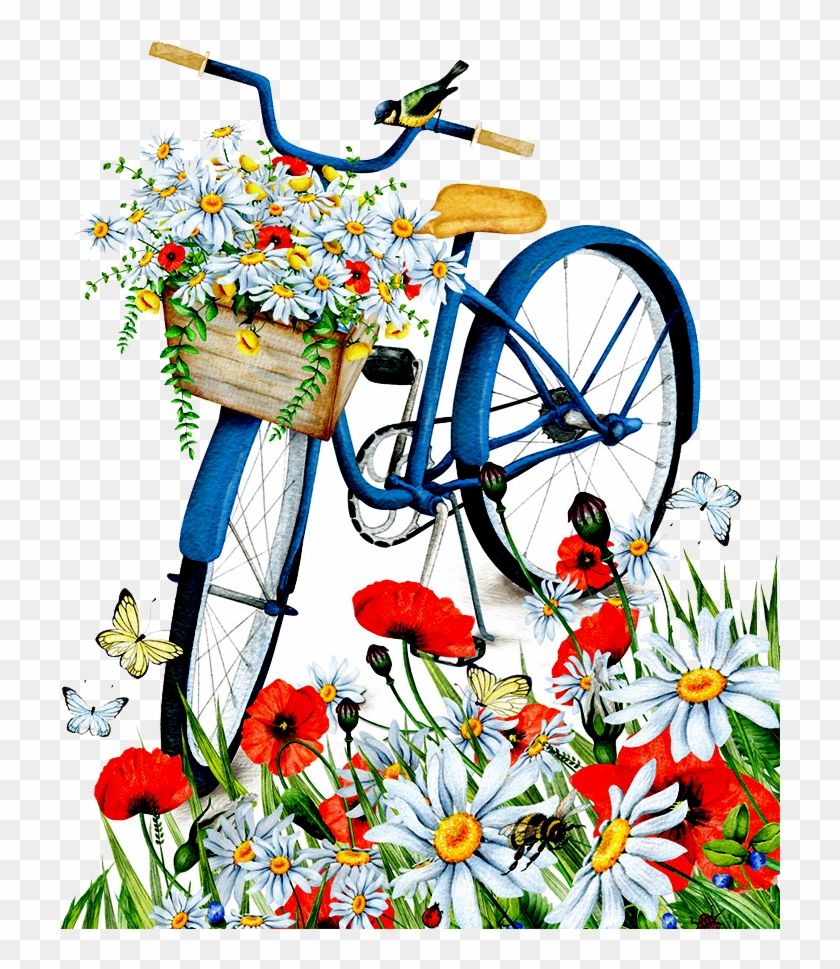 Romantic Bike - Flower Bicycle Png #1273119