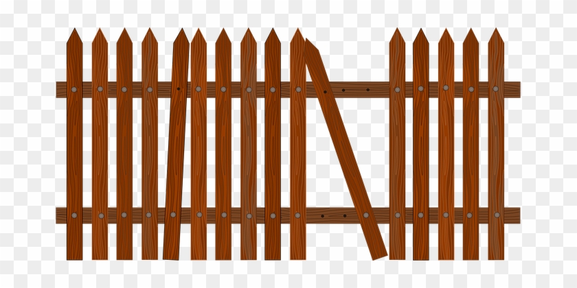 Fence Broken Picket Brown Fence Fence Fenc - Fence Transparent Png #1273271