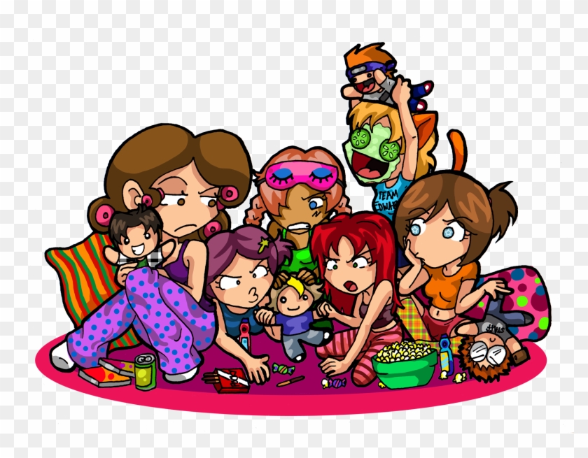 Scrapbooking Sleepover Clipart Cute - Girls Having A Sleepover Cartoon #1273648