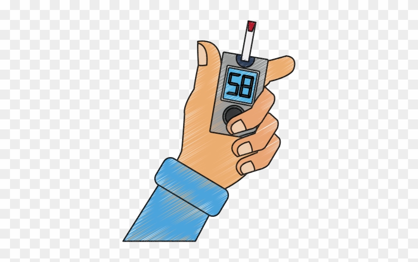 Hand Holding Glucometer - Graphic Design #1274254