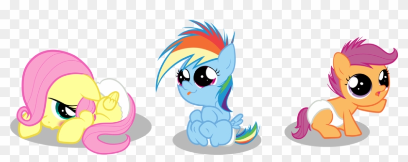 Fluttershy Rainbbaby Scootaloo Fluttershy Rainbowdash - Mlp Baby Rainbow Dash And Fluttershy #1274357