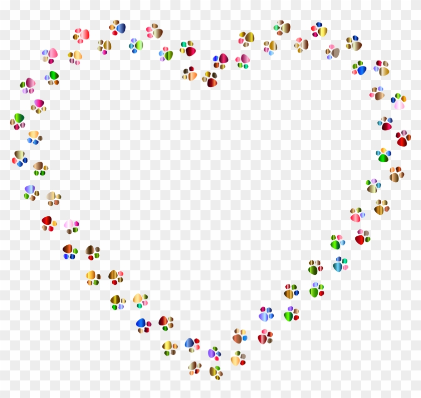 Paw Clipart Rainbow - Paw Print Hearts Background #1274778