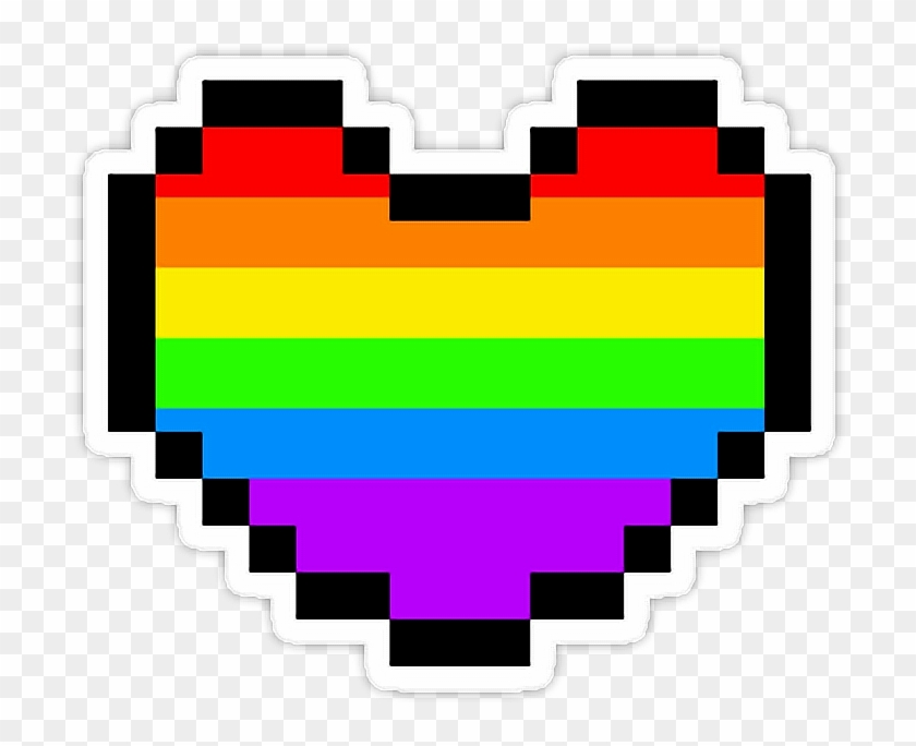 Rainbow Heart Pride Tumblr Emoji - Minecraft Cookie Pixel Art #1274849