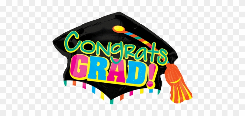 31" Giant Congrats Grad Neon Graduation Balloon - Congrats Grad Cap Bright Colorful Graduation 6pc Balloon #1276233