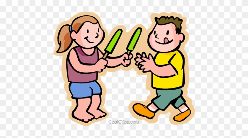 Kids Eating A Popsicle - Share Clipart #1276489