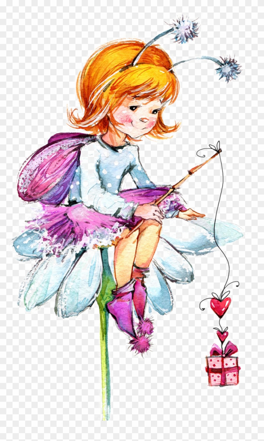 Drawing Watercolor Painting Fairy - Fairies Drawings Childrens #1276496