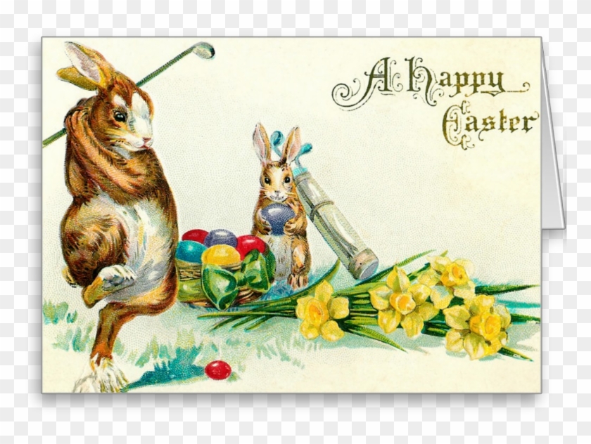 Golf Easter Card - Easter Bunny Playing Golf #1276536