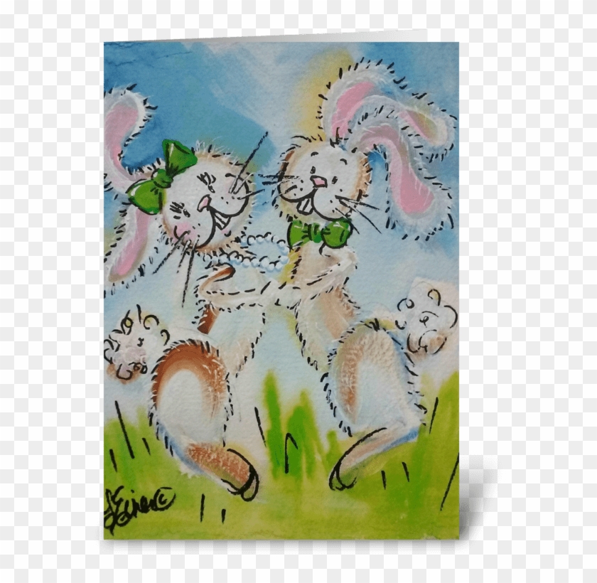 Bunny Hop Greeting Card - Painting #1276547