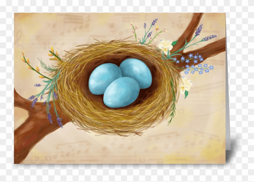 Birds Nest & Flowers Greeting Card Greeting Card - Envelope #1276563