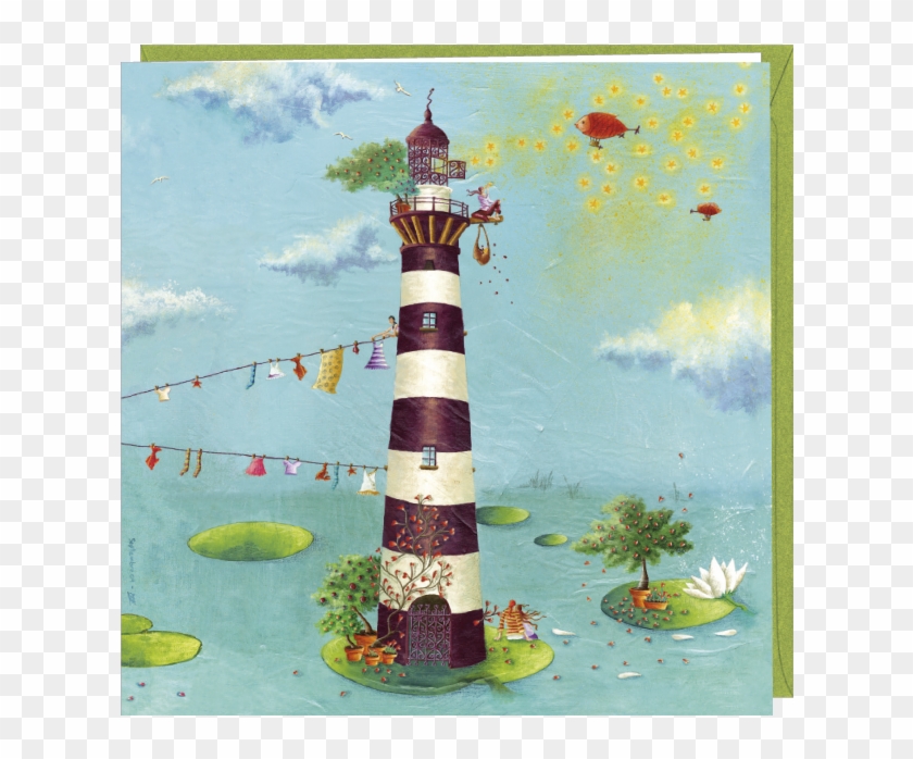 Anne-marie Foucart Square Greeting Card "le Phare" - Marie Anne Foucart Cartes #1276688
