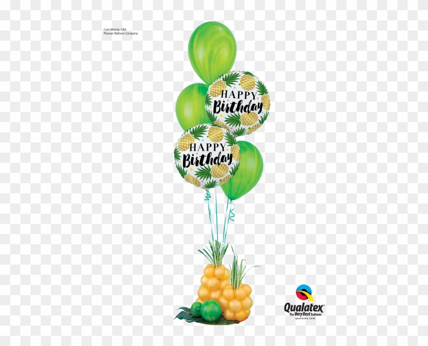 Tropical Birthday - 18 Inch Birthday Golden Pineapples Foil Balloon #1277230