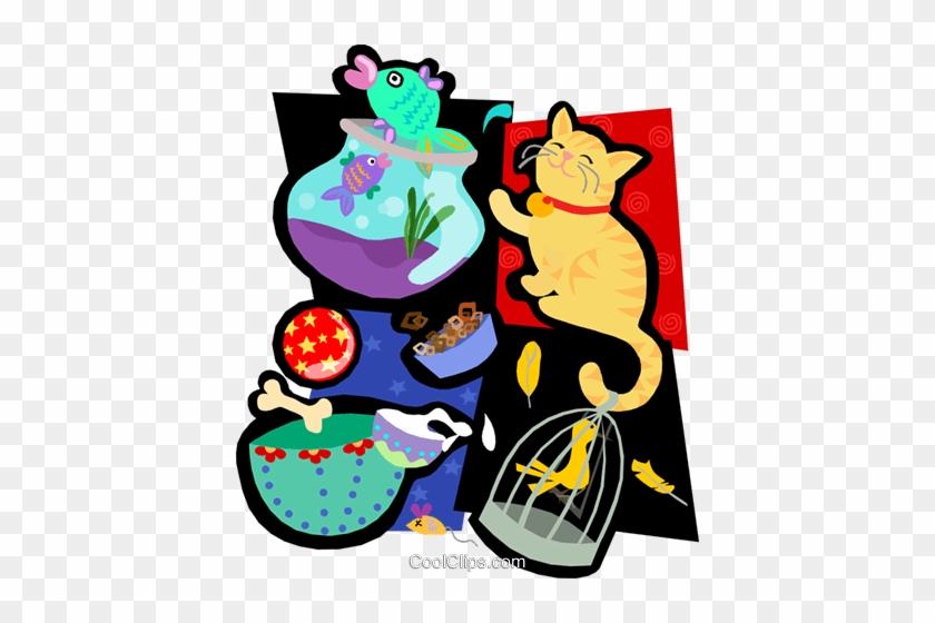 Animal Motif, Cat, Fish, Bowl Royalty Free Vector Clip - Clip Art #1277643