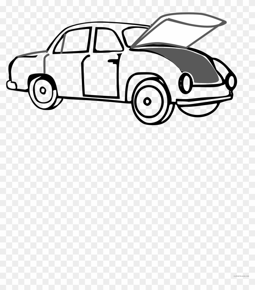 Car Outline Transportation Free Black White Clipart - Car #1277762