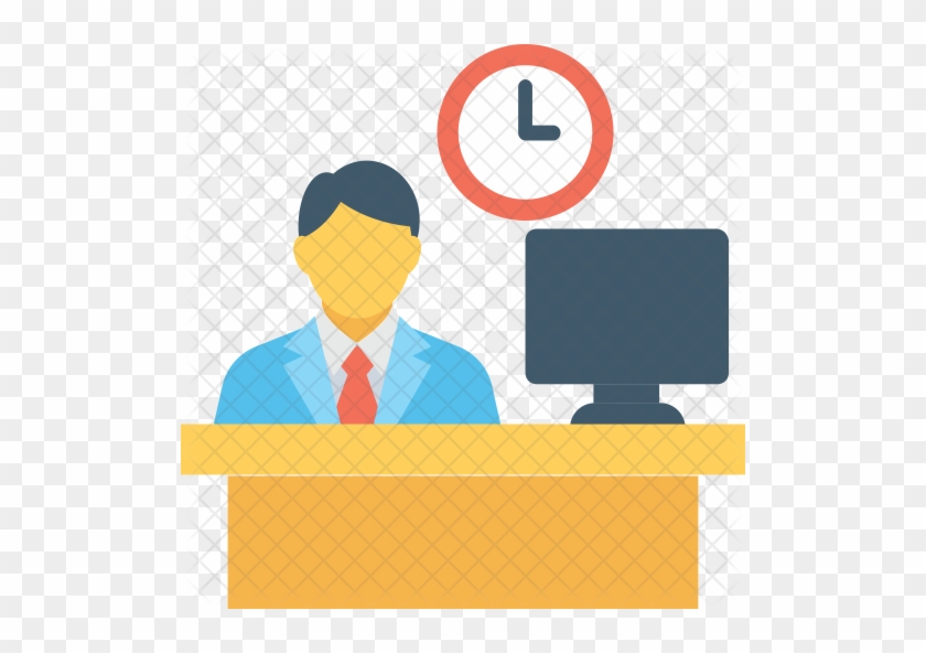 Office Icon - Employee At Desk Icon #1277893