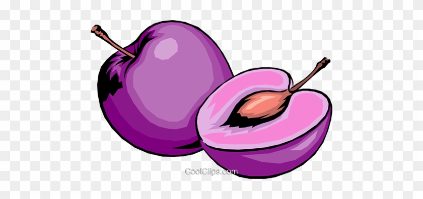 Sliced Plums Royalty Free Vector Clip Art Illustration - Purple Fruits Clip Art #1277943
