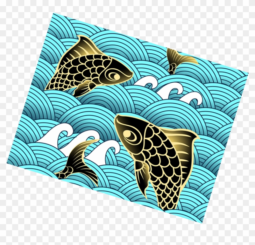Carp Clip Art - Decoration Sensation Asian Fish In Waves Decorative #1278120