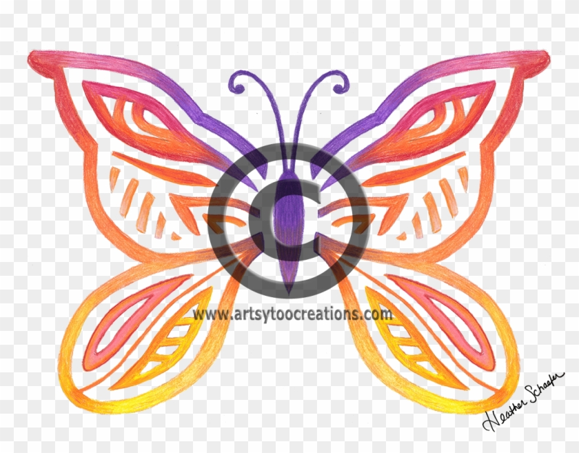 Butterfly Hand-drawn Original Colored Pencil Artwork - Butterfly #1278616