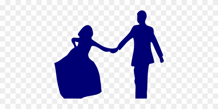 Man, Woman, Holding Hand, Male, Female - Navy Blue Wedding Clip Art #1278634