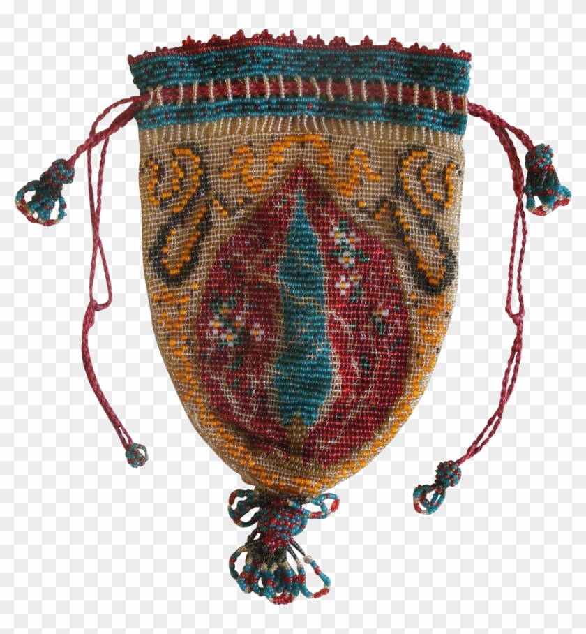 Antique Ottoman Turkish Beaded Beadwork Purse Bag - Needlework #1279303