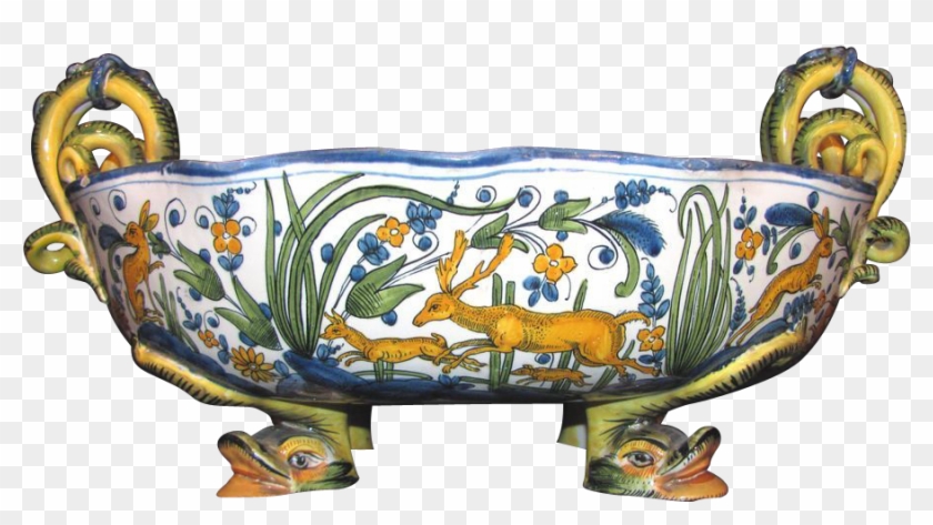 Antique Italian Cantagalli Majolica Centerpiece Bowl - Ceramic #1279306