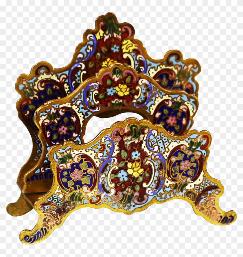 Antique French Enamel Bronze Champleve Cloisonne Desk - Cloisonné #1279322