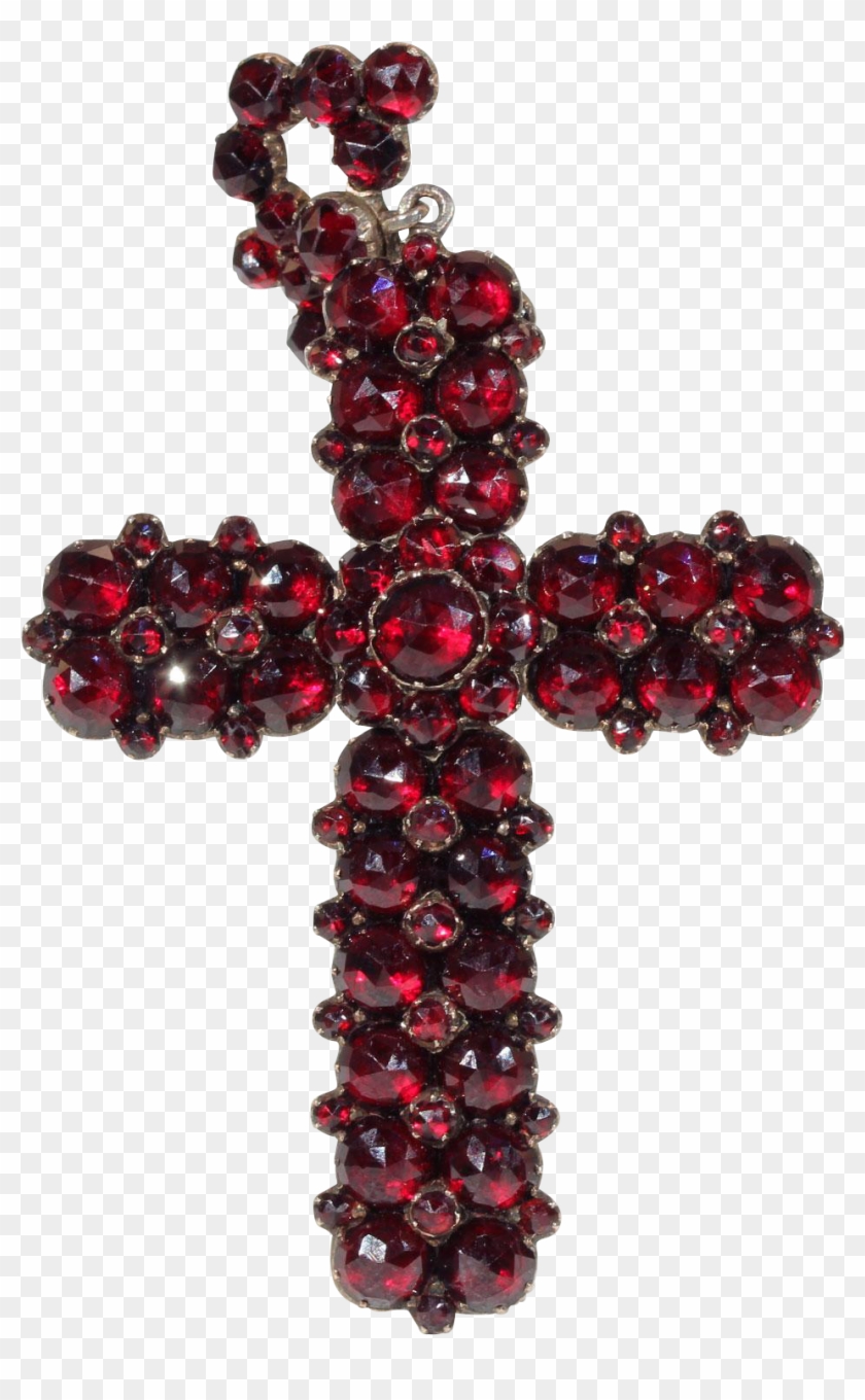 Antique Victorian Bohemian Garnet Cross - Jewellery #1279357