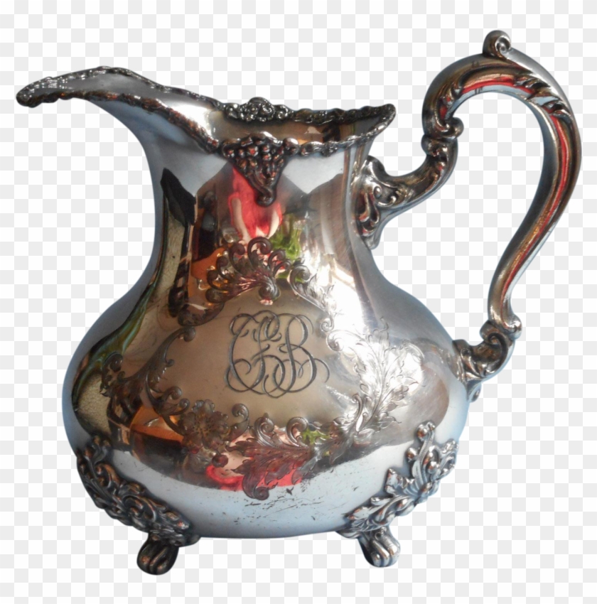 Victorian Silver Water Pitcher Ornate Antique Monogram - Ornate Pitcher #1279364