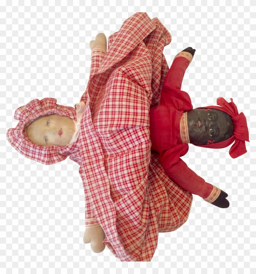 Antique Cloth Bruckner Topsy Turvy Black White Rag - Doll #1279379