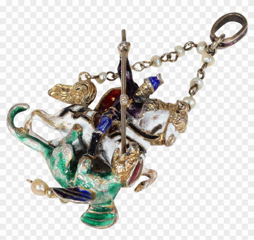 Antique Austro-hungarian Pendant George Slaying The - Antique Austro-hungarian Pendant George Slaying The #1279414