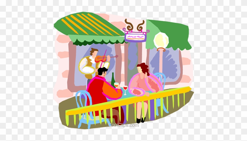 Couple At Cafe With Violinist Playing Royalty Free - Clip Art #1279867
