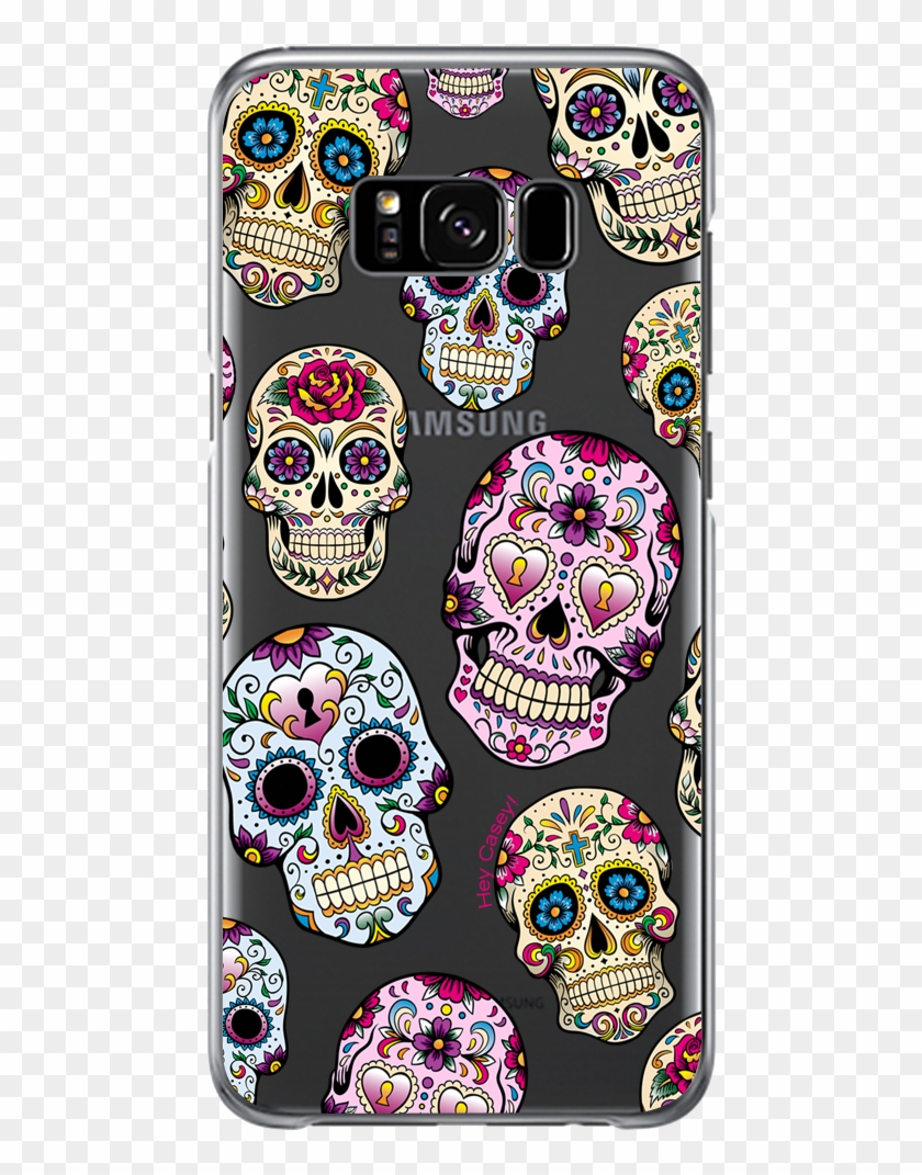 Sugar Skulls Phone Case For Samsung Galaxy S8 Plus - Day Of The Dead Sugar Skull Blue Wristlet, Women's, #1280005