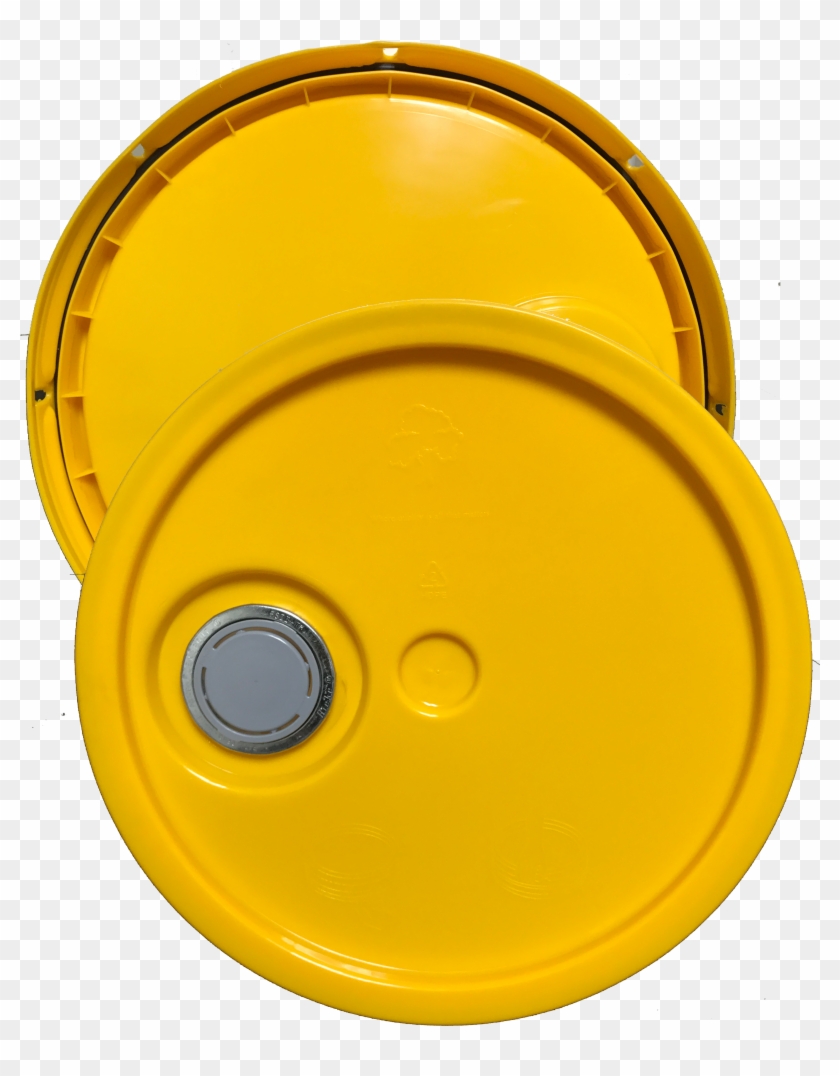Round Plastic Bucket Lid Yellow Spout Both - Pail #1280132