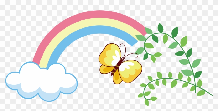 Rainbow Butterfly Clipart Png Text - Portable Network Graphics #1280204