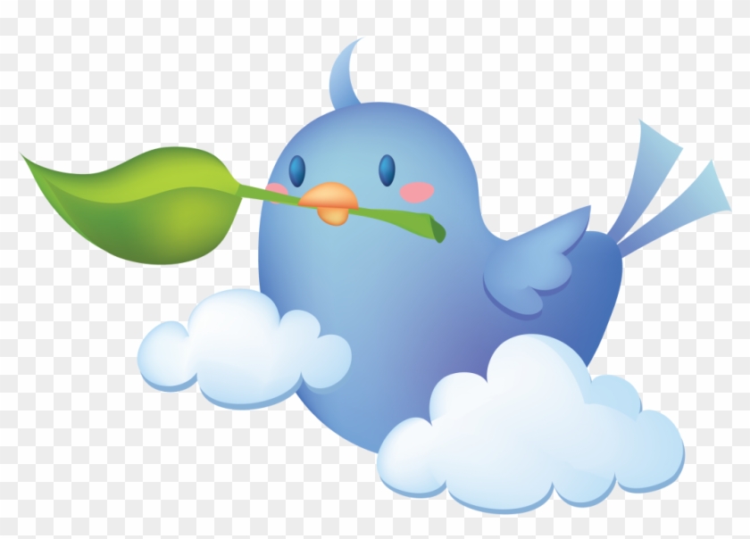 Птичка В Облаках С Листочком В Клюве - Twitter Icon #1280337