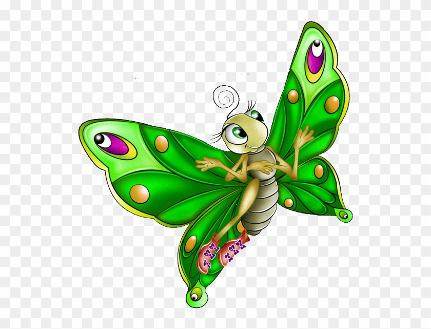 Very Colourful Butterfly Cartoon Images - Green Butterfly Cartoon #1280390