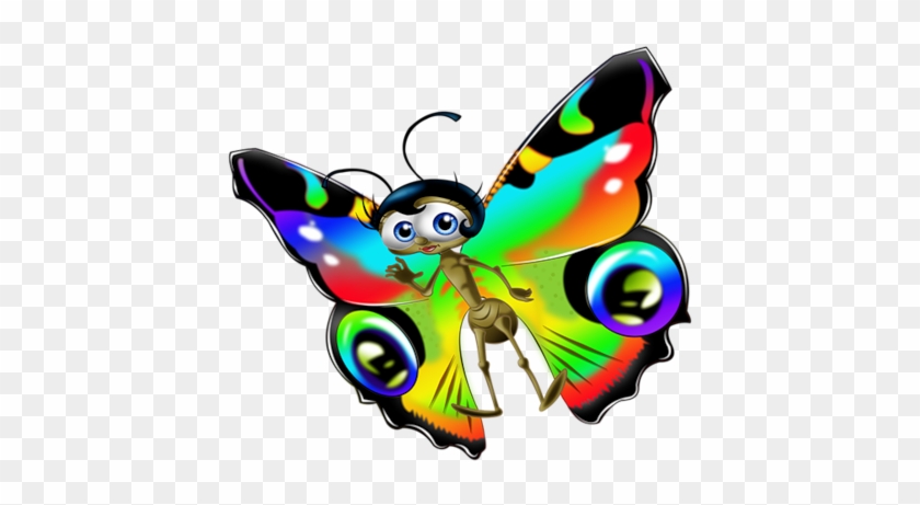 Клипарт Разноцветных Бабочек - Мультяшные Бабочки #1280423