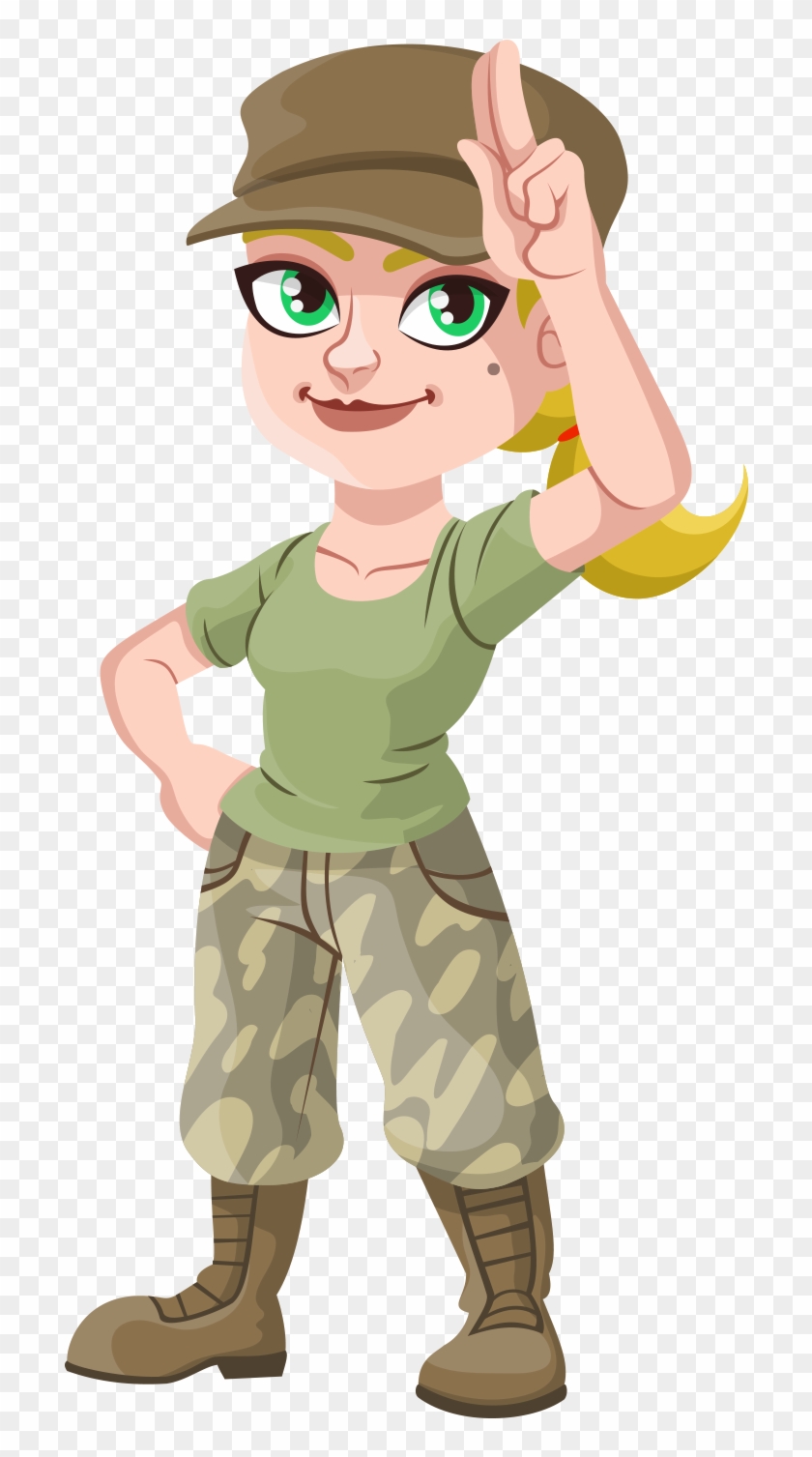 Cartoon Soldier Drawing Illustration - Girl Soldier Cartoon #1280813