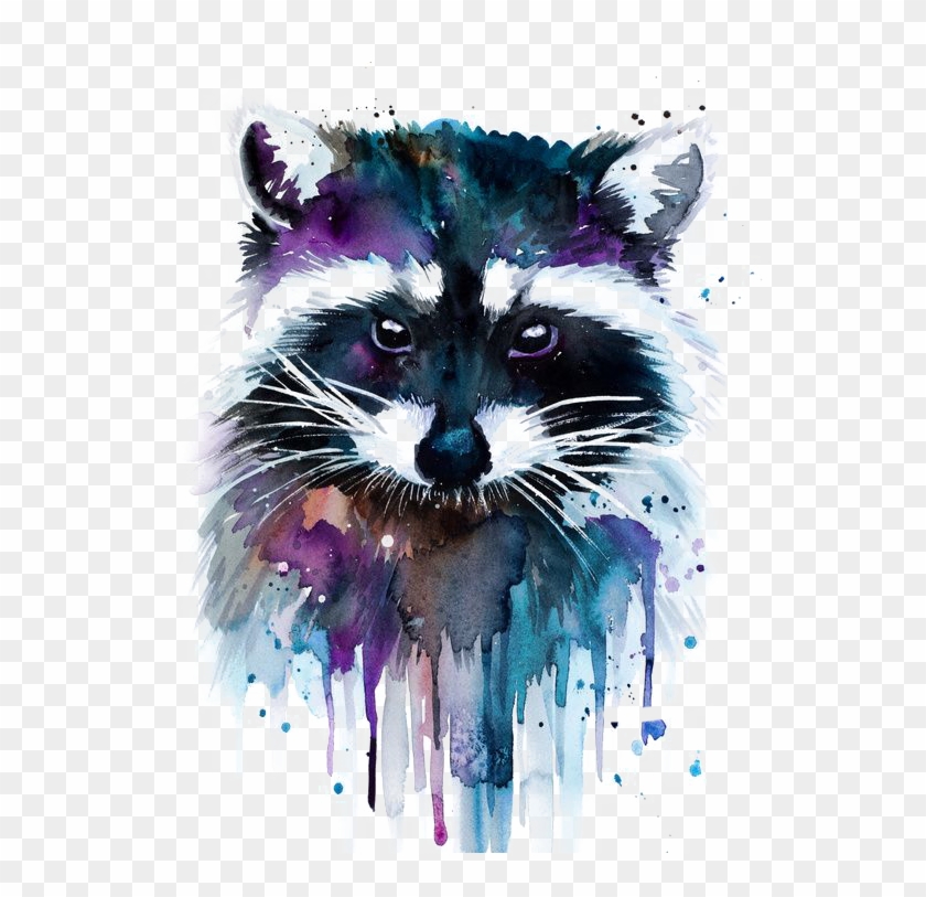 Watercolor Painting Artist Raccoon - Watercolor Painting Artist Raccoon #1280879