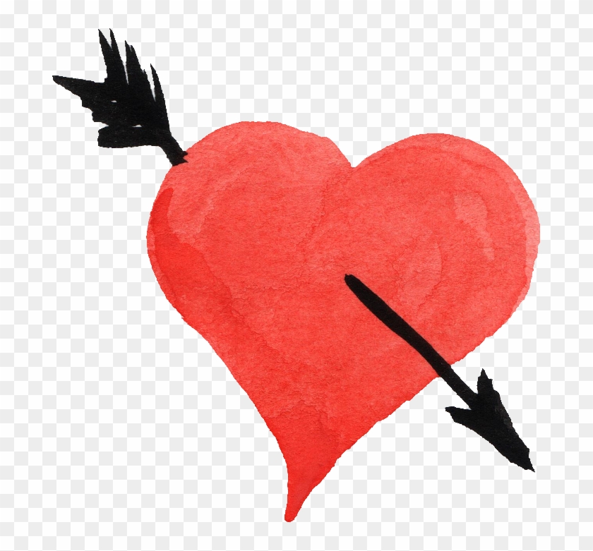 Heart Watercolor Painting Arrow Clip Art - Heart With Arrow Png #1280893