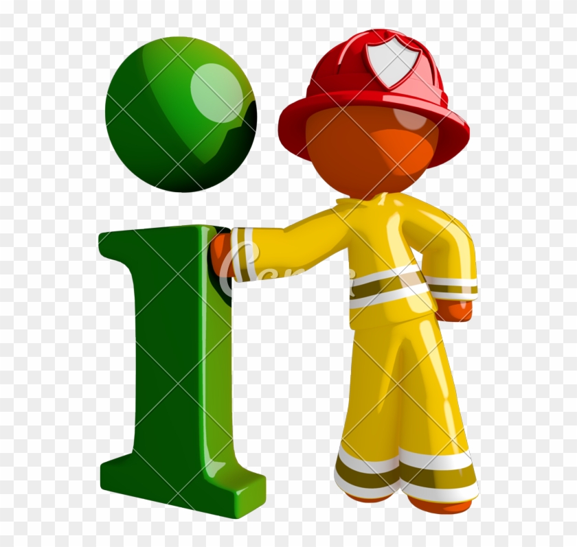 Orange Man Firefighter With Info Symbol - Firefighter #1281072