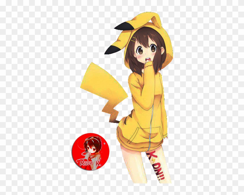Cute Anime Girl In Pikachu Hoodie gambar ke 4