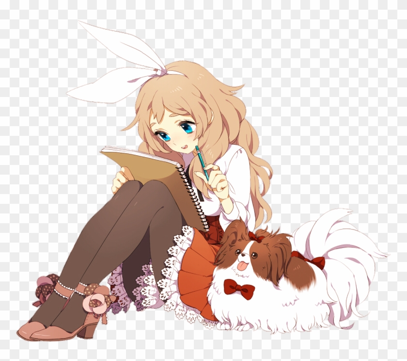 Anime Girl With Dog #1281350